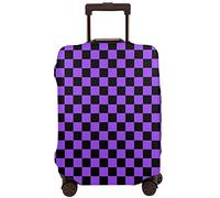 Vikeiac Travel Suitcase Protector Cover Purple and Black Check Washable Dustproof Anti-Scratch Elastic Suitcase Protector Fits 18-32 Inch Luggage Medium