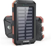 Vikeri Solar Power Bank 26800mAh, Portable Solar Charger, Portable Charger USB C Fast Charging Outdoor with Flashlight 4 Output Ports for Smartphones Tablets and More (Orange)