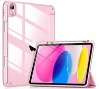 VIKESI Case for iPad (A16) 11 Inch 2025 and iPad 10 10.9 Inch 2022, Clear Back, Shockproof TPU Frame Cover [Built-in Pencil Holder, Supports Auto Sleep/Wake] - Pink