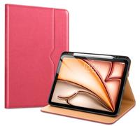 VIKESI Case for iPad Air 13 inch (M3) 2025 / (M2) 2024,Premium Leather Folio,Apple Pencil Holder,Auto Sleep/Wake,Stand Cover - Rose Red