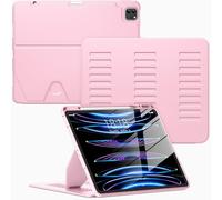 VIKESI Case for iPad Pro 12.9 6th / 5th / 4th / 3rd Generation Case 2022/2021/2020/2018,Multiple Angles Magnetic Stand Cover,Shockproof Soft Back,Pencil Holder,and Auto Sleep/Wake,Pink