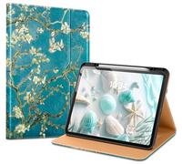 VIKESI Case for iPad Pro 13-inch (M4) 2024, Leather Stand Cover with Apple Pencil Holder, Auto Wake/Sleep, Multiple Viewing Angles, Built in Hand Strap & Pocket,Blossom