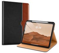 VIKESI Case for iPad Pro 13-inch (M4) 2024, Leather Stand Cover with Apple Pencil Holder, Auto Wake/Sleep, Multiple Viewing Angles, Built in Hand Strap & Pocket,Black Brown
