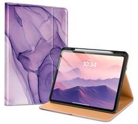 VIKESI Case for iPad Pro 13-inch (M4) 2024, Leather Stand Cover with Apple Pencil Holder, Auto Wake/Sleep, Multiple Viewing Angles, Built in Hand Strap & Pocket,Purple Marble