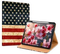 VIKESI Case for iPad Pro 13 (M4) 2024, Leather Stand Cover with Apple Pencil Holder, Auto Wake/Sleep, Multiple Viewing Angles, Built in Hand Strap & Pocket, US Flag