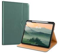 VIKESI Case for iPad Pro 13 (M4) 2024, Leather Stand Cover with Apple Pencil Holder, Auto Wake/Sleep, Multiple Viewing Angles, Built in Hand Strap & Pocket, Midnight Green