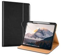 VIKESI Case for iPad Pro 13 (M4) 2024, Leather Stand Cover with Apple Pencil Holder, Auto Wake/Sleep, Multiple Viewing Angles, Built in Hand Strap & Pocket, Black