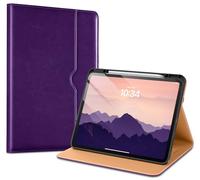 VIKESI Case for iPad Pro 13 (M4) 2024, Leather Stand Cover with Apple Pencil Holder, Auto Wake/Sleep, Multiple Viewing Angles, Built in Hand Strap & Pocket, Dark Purple