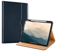 VIKESI Case for iPad Pro 13 (M4) 2024, Leather Stand Cover with Apple Pencil Holder, Auto Wake/Sleep, Multiple Viewing Angles, Built in Hand Strap & Pocket, Blue