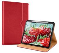 VIKESI Case for iPad Pro 13 (M4) 2024, Leather Stand Cover with Apple Pencil Holder, Auto Wake/Sleep, Multiple Viewing Angles, Built in Hand Strap & Pocket, Red
