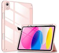 VIKESI for iPad 10th Generation Case 2022, 10.9 Inch Case with Clear Transparent Back and TPU Shockproof Frame Cover [Built-in Pencil Holder, Support Auto Sleep/Wake] -Rose Gold