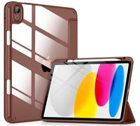 VIKESI for iPad 10th Generation Case 2022, 10.9 Inch Case with Clear Transparent Back and TPU Shockproof Frame Cover [Built-in Pencil Holder, Support Auto Sleep/Wake] -Brown