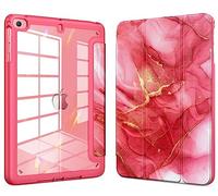 VIKESI for iPad mini 4 5 3 2 1 Case,Clear 7.9 inch iPad mini 1st 2nd 3rd 4th 5th Generation Smart Cover [Support Auto Sleep/Wake] - Red Marble