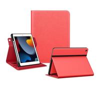 VIKESI Rotating Case for iPad 9th / 8th / 7th Generation 10.2 inch (2021/2020/2019 Released),Smart Folio Leather Cover with Pencil Holder,360 Rotating Stand，Hand Strip,and Close Strip - Red