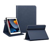 VIKESI Rotating Case for iPad 9th / 8th / 7th Generation 10.2 inch (2021/2020/2019 Released),Smart Folio Leather Cover with Pencil Holder,360 Rotating Stand，Hand Strip,and Close Strip - Navy Blue