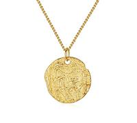VIKI LYNN 18K Gold Plated Hammered Coin Circle Full Moon Pendant Necklace Sterling Silver Disc Necklace for Women
