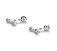 VIKI LYNN 925 Sterling Silver Mini Barbell Dumbbell Stud Earrings for Women Men 18K White Gold Plated