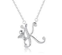 VIKI LYNN Initial Necklace for Women 925 Sterling Silver Alphabets Letter K and Angel Necklace