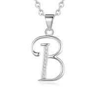 VIKI LYNN Initial Pendant B 925 Sterling Silver Letter Necklace with Cubic Zirconia Personalised Gifts for Women Ladies Girls