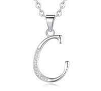 VIKI LYNN Initial Pendant C 925 Sterling Silver Letter Necklace with Cubic Zirconia Personalised Gifts for Women Ladies Girls