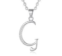 VIKI LYNN Initial Pendant G 925 Sterling Silver Letter Necklace with Cubic Zirconia Personalised Gifts for Women Ladies Girls