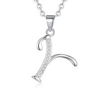 VIKI LYNN Initial Pendant Y 925 Sterling Silver Letter Necklace with Cubic Zirconia Personalised Gifts for Women Ladies Girls