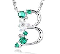 VIKI LYNN Letter B Initial Necklace 925 Sterling Silver Cubic Zirconia Personalised Alphabet Charm Pendant Necklace for Girls