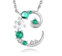 VIKI LYNN Letter C Initial Necklace 925 Sterling Silver Cubic Zirconia Personalised Alphabet Charm Pendant Necklace for Girls