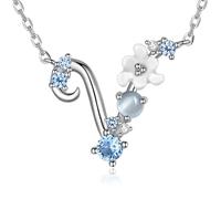 VIKI LYNN Letter V Initial Necklace 925 Sterling Silver Cubic Zirconia Personalised Gifts for Girls