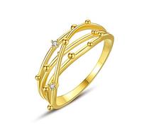 VIKI LYNN Multi-Layered Crossover Band Ring Statement Engagement Ring for Women Gold