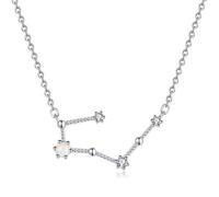 VIKI LYNN Women 925 Sterling Silver Created Opal Taurus Zodiac Necklace Star Sign Jewellery