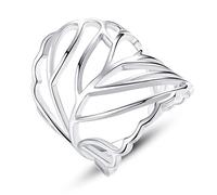 VIKI LYNN Women 925 Sterling Silver Open Hollow Statement Band Leaf Ring