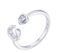 VIKI LYNN Women Ladies Girls 925 Sterling Silver Adjustable C Initial Rings Size J