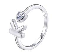 VIKI LYNN Women Ladies Girls 925 Sterling Silver Adjustable K Initial Rings Size J