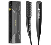 VIKICON Beard Straightener, 30s Quick Heated Beard Brush, Mini Heating Straightening Comb for Men, Ionic/Lightweight/Fast/Anti-scalding Hot Hair Brush for Styling Long&Short Beard