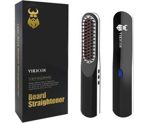 VIKICON Cordless Beard Straightener & Comb - Ionic Heat Technology, Temperature Control, Auto Shutoff, Travel Ready