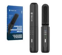 VIKICON Cordless Beard Straightener for Men, Rechargeable Heated Beard Brush, Fast-Heating Beard Comb, 3 Heat Settings, Anti-Scald, Mini Beard & Hair Straightening Brush for Travel & Daily Use, Black