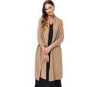 VIKIDEER 100% Cashmere Scarf Knitted Wrap Shawl Extra Large Long Scarf Stole for Women Wayfarer Travel, Camels, Large