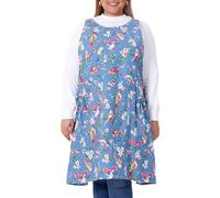VIKIDEER Comfortable Huge Plus Size Aprons for Women Adjustable Cross Back Floral Cotton Linen Aprons, Birds and Flowers, 5X-Large