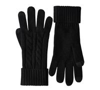 VIKIDEER Touchscreen 100% Pure Cashmere Gloves Women Ladies Soft Knit and Long Ribbed Cuffs, Black, One Size