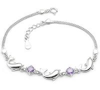 VIKIMO Ladies bracelet,Fashion Cuff Bangle,Chain Bracelets,AdjustableSterling Silver Bangle Bracelet,925 Sterling Silver Bracelet Dolphin Amethyst Adjustable Bangle Exquisite Ladies Bracelet