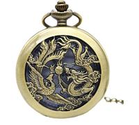 VIKIMO Vintage Quartz Pocket Watch,Quartz Pocket Watch with Chain, 1 Pc Antique Bronze Pocket Watch Vintage Pendant Necklace Gift-default