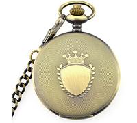 VIKIMO Vintage Quartz Pocket Watch,Quartz Pocket Watch with Chain, 1 Pc Antique Shield Quartz Pocket Watch Vintage Dial Pendant Necklace Clock Gifts Fob Watch-gold (Color : Gold) (Color : Bronze)