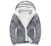 Viking 3D Printed Hooded Jacket Outerwear, Winter Warm Celtic Wolf Hoodies for Men, Pagan Cosplay Ravens Outdoor Sweatshirt(Raven,S)