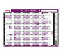 Viking Academic Wall Mounted Year Planner 2025, 2026 English 96 (W) x 61 (H) cm Purple