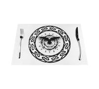 Viking Ancient Rune Raven Symbol Washable Pvc Place Mats, Non-Slip Rectangle Placemats For Kitchen Dining Table, Heat Insulation Table Mats 45x30cm (18x12inches)