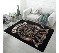 Viking Area Rug for Bedroom Living Room, Norse Mythology Graphic Home Decor, Fluffy Soft Comfy Flannel Carpet Non Slip Washable (Color : Valhalla, Size : 120 x 180CM)