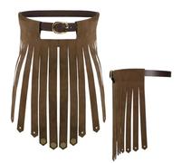 Viking Armor Tassel Skirt with Belt Set Leather Medieval Knight Armor Skirt Adjustable Belt Retro Men Steampunk Armor Halloween Roman Gladiator Fancy Dress Up Cosplay Costume Party