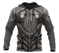 Viking Armor Tattoo 3D Printed Men Hoodies Zip Sweatshirt Cosplay Costume