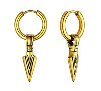 Viking Arrow Earrings Gold Plated Nordic Spearhead Gungnir Charm Ear Hoops Hypoallergenic Stainless Steel Norse Mythology Earring Jewellery for Women Men